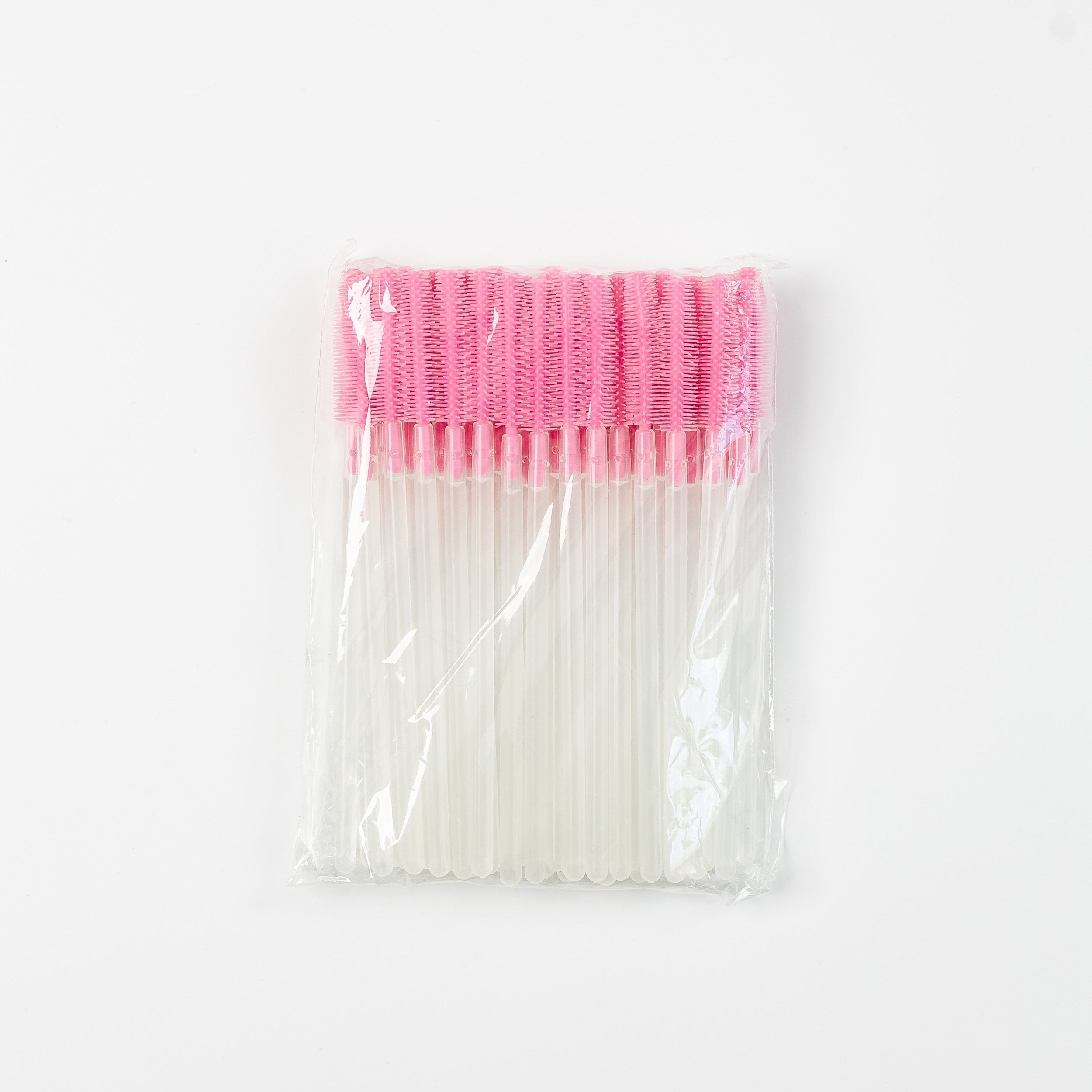 Mascara Wands (50 Pack): Pink/Clear Silicone